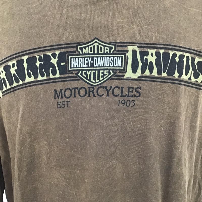 ハーレーダビッドソン Harley-Davidson カットソー 長袖 長袖カットソー クルーネックカットソー ロングスリーブカットソー プリントTシャツ 古着 ヴィンテージ XL プリント 茶 / ブラウン / メンズ USED 古着 中古 10100877