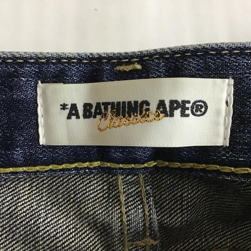 アベイシングエイプ A BATHING APE パンツ ショートパンツ ショートパンツ ハーフパンツ カジュアルパンツ デニムパンツ XS ロゴ、文字 X 刺繍 インディゴ / インディゴ /  レディース USED 古着 中古 10100902