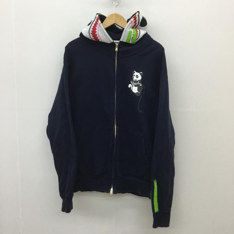 アベイシングエイプ A BATHING APE パーカー 長袖 PANDA FULL ZIP HOODIE パンダパーカー L アニマル柄 紺 / ネイビー / メンズ USED 古着 中古 10100915