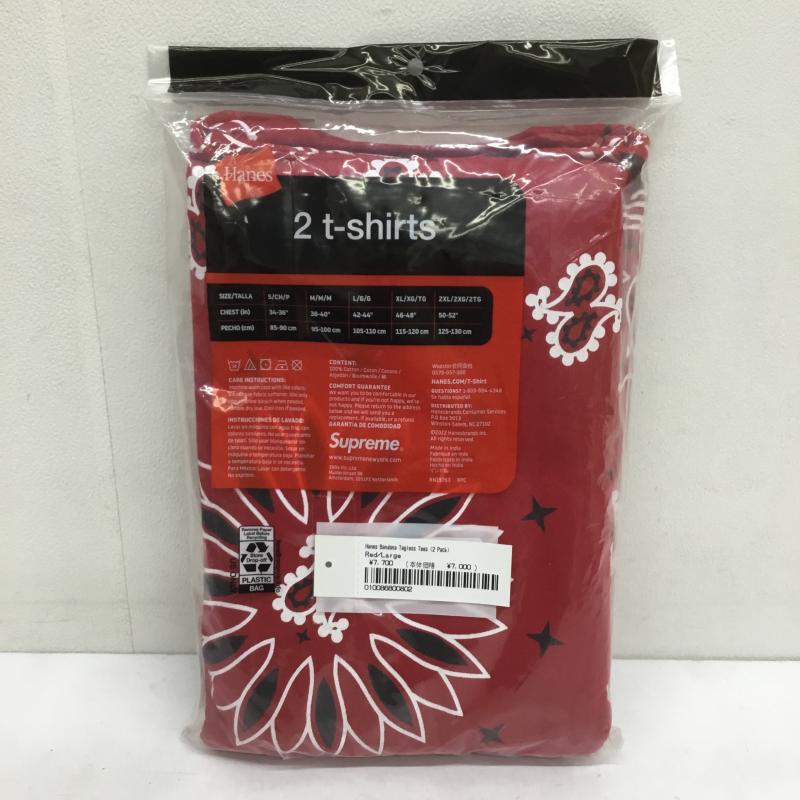 シュプリーム Supreme Tシャツ 半袖 Hanes ヘインズ Bandana Tagless Tees 2Pack L バンダナ柄 赤 / レッド / メンズ USED 古着 中古 10100916