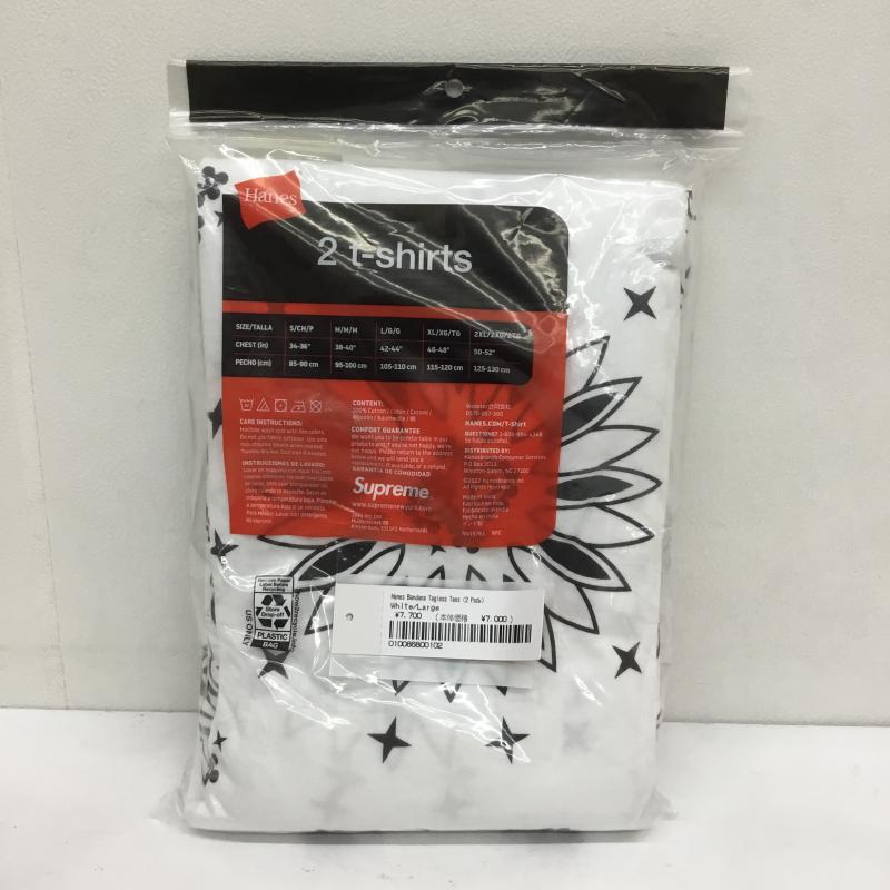 シュプリーム Supreme Tシャツ 半袖 Hanes L バンダナ柄 白 / ホワイト / メンズ USED 古着 中古 10100917