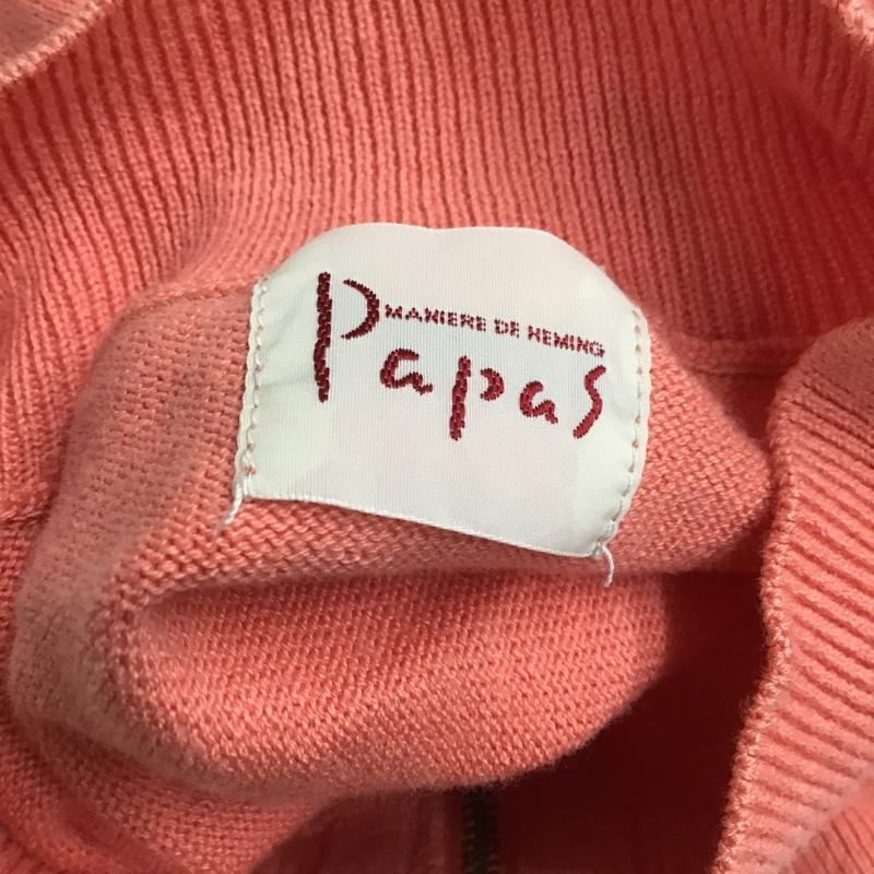 パパス PAPAS ニット、セーター 長袖 ハーフジップ M 無地 桃 / ピンク / メンズ USED 古着 中古 10101003