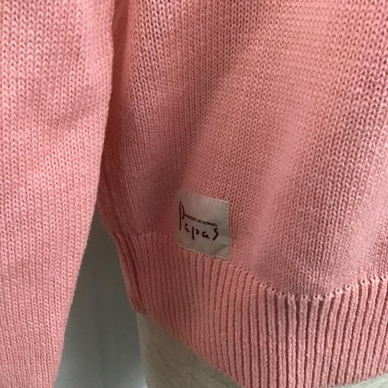 パパス PAPAS ニット、セーター 長袖 ハーフジップ M 無地 桃 / ピンク / メンズ USED 古着 中古 10101008