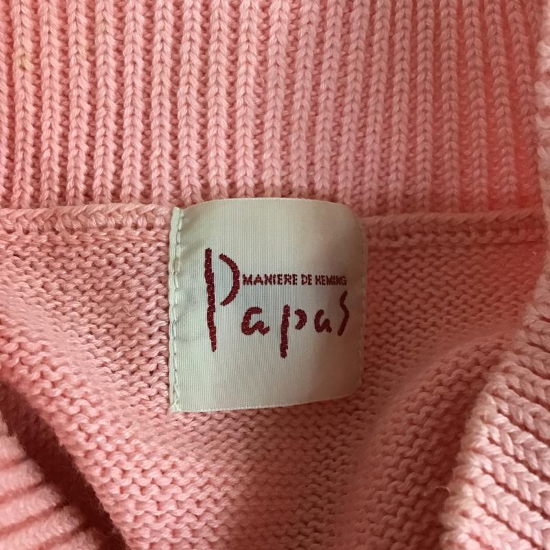 パパス PAPAS ニット、セーター 長袖 ハーフジップ M 無地 桃 / ピンク / メンズ USED 古着 中古 10101008