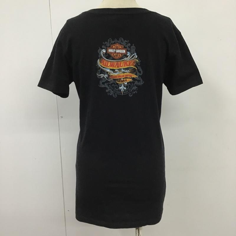 ハーレーダビッドソン Harley-Davidson Tシャツ 半袖 プリントTシャツ XL プリント X ロゴ、文字 黒 / ブラック / レディース USED 古着 中古 10101028