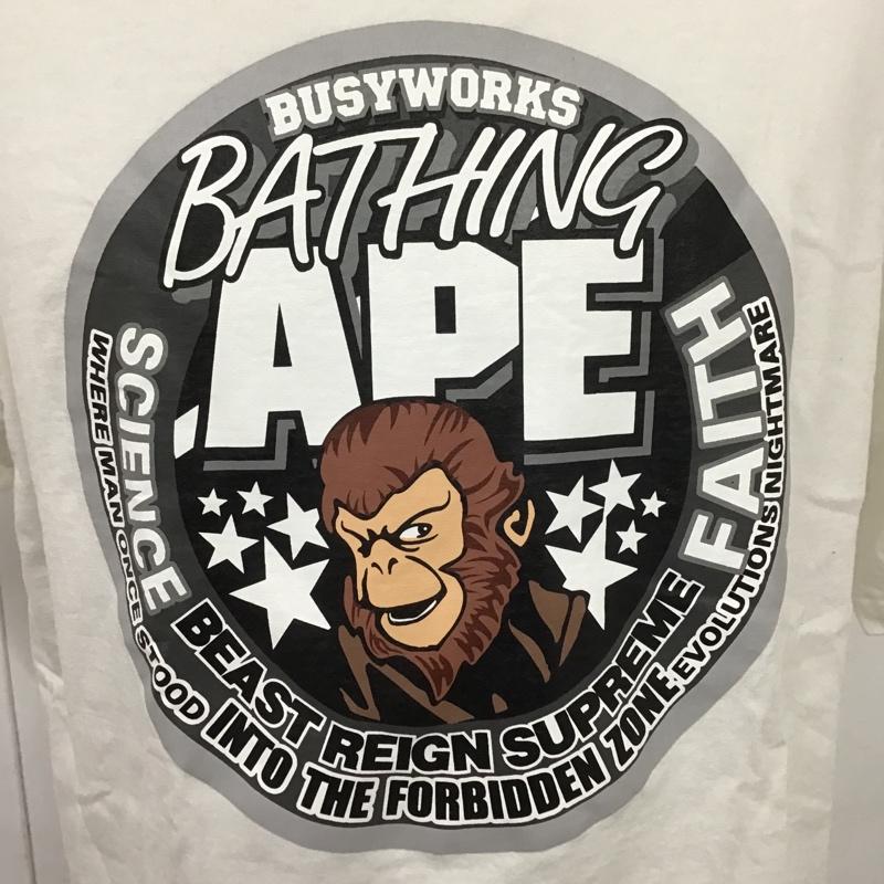 アベイシングエイプ A BATHING APE Tシャツ 半袖 半袖カットソー プリントTシャツ クルーネックカットソー XL プリント 白 / ホワイト / メンズ USED 古着 中古 10101046