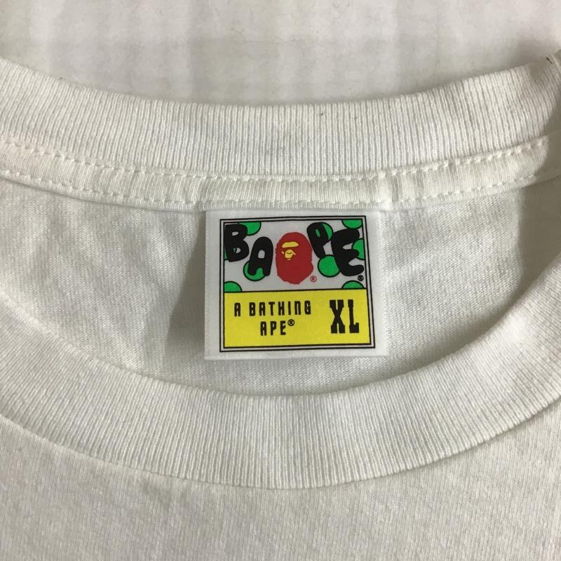 アベイシングエイプ A BATHING APE Tシャツ 半袖 半袖カットソー プリントTシャツ クルーネックカットソー XL プリント 白 / ホワイト / メンズ USED 古着 中古 10101046