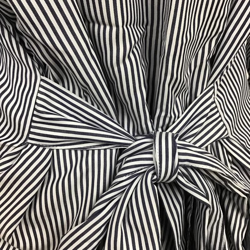 ロペピクニック ROPE' PICNIC カットソー 半袖 GDH-1887-A ギンガムチェックブラウス 半袖シャツ Vネックカットソー FREE ストライプ 白 / ホワイト / X 紺 / ネイビー /  レディース USED 古着 中古 10101052