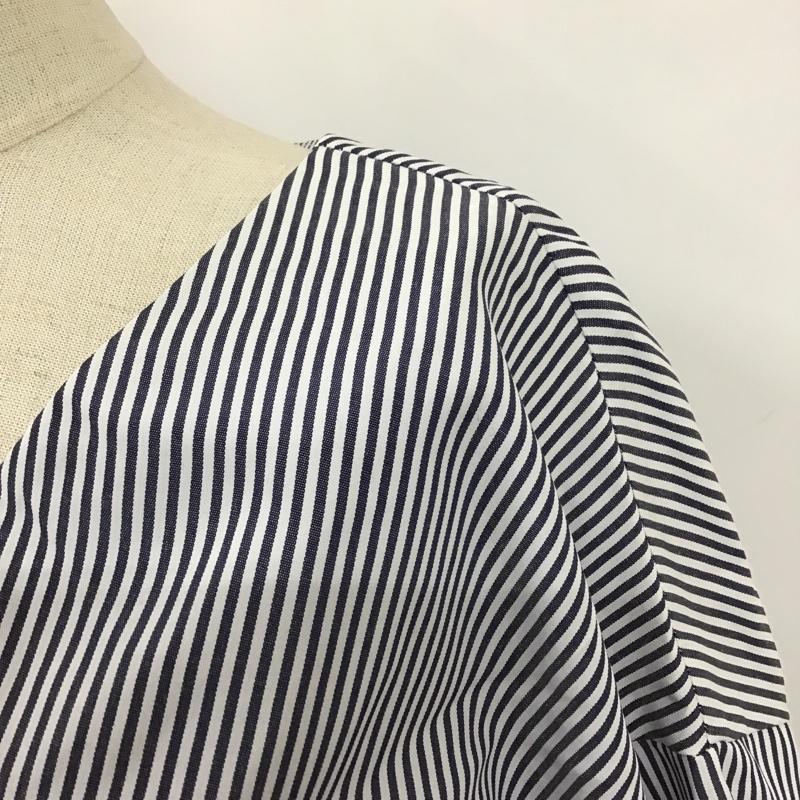 ロペピクニック ROPE' PICNIC カットソー 半袖 GDH-1887-A ギンガムチェックブラウス 半袖シャツ Vネックカットソー FREE ストライプ 白 / ホワイト / X 紺 / ネイビー /  レディース USED 古着 中古 10101052