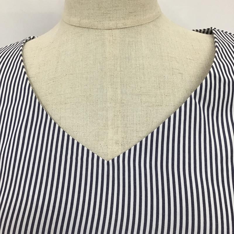 ロペピクニック ROPE' PICNIC カットソー 半袖 GDH-1887-A ギンガムチェックブラウス 半袖シャツ Vネックカットソー FREE ストライプ 白 / ホワイト / X 紺 / ネイビー /  レディース USED 古着 中古 10101052