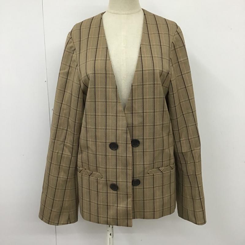 ジーナシス JEANASIS ジャケット、上着 ジャケット、ブレザー JS071232SL ノーカラー FREE チェック ベージュ / ベージュ / X 黒 / ブラック / X 橙 / オレンジ / X 灰 / グレー / レディース USED 古着 中古 10101097