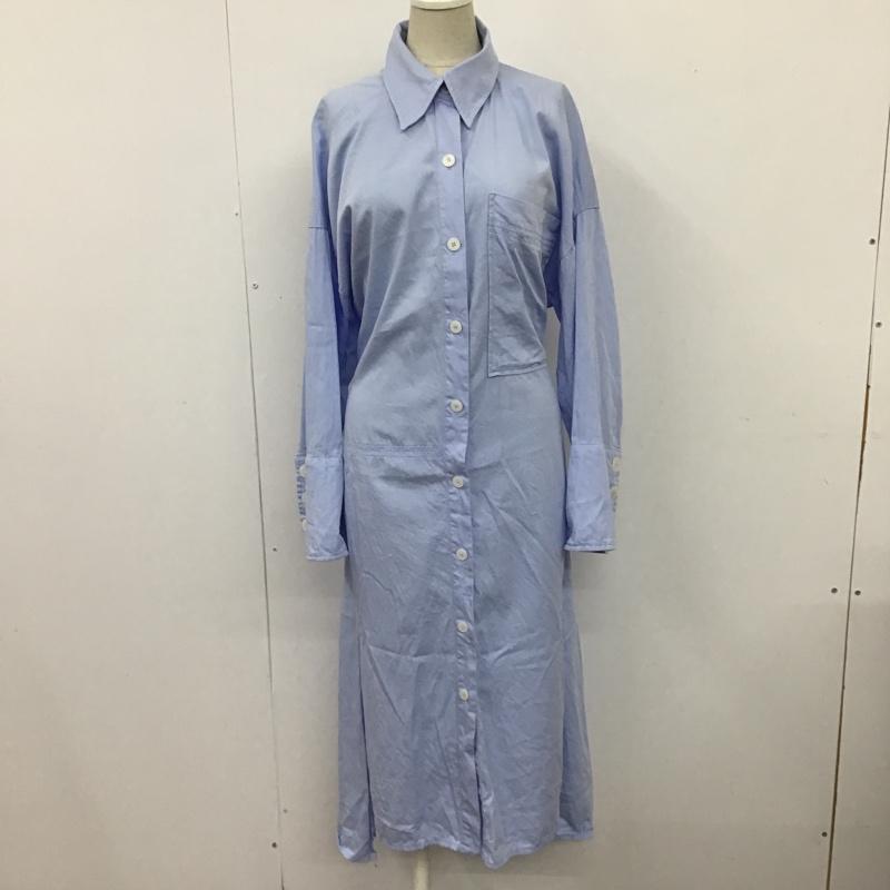 ザラ ZARA シャツワンピース 長袖 2760 523 403 コットン サイドスリット M 無地 水色 / ライトブルー / レディース USED 古着 中古 10101123