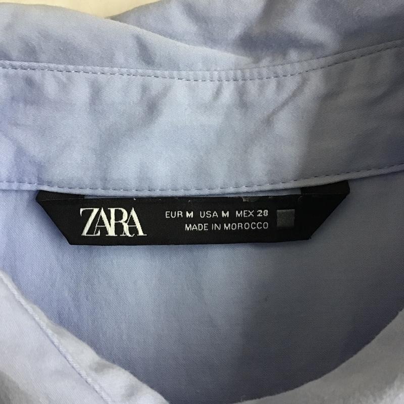 ザラ ZARA シャツワンピース 長袖 2760 523 403 コットン サイドスリット M 無地 水色 / ライトブルー / レディース USED 古着 中古 10101123