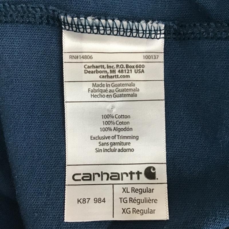 カーハート Carhartt Tシャツ 半袖 K87 984 クルーネック 胸ポケット XL ロゴ、文字 青 / ブルー / メンズ USED 古着 中古 10101160