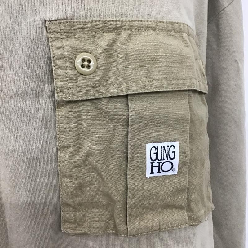 ガンホー GUNG HO カットソー 長袖 211-1223 FREAK’S STORE 胸ポケット M ロゴ、文字 ベージュ / ベージュ / メンズ USED 古着 中古 10101182