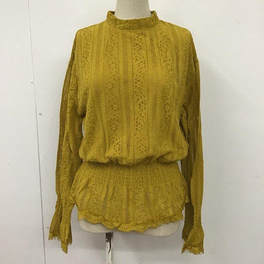 マウジー MOUSSY カットソー 長袖 010AAS80-6290 スタンドカラー シャーリング タグ付き FREE レース柄 マスタード / マスタード /  レディース USED 古着 中古 10101199