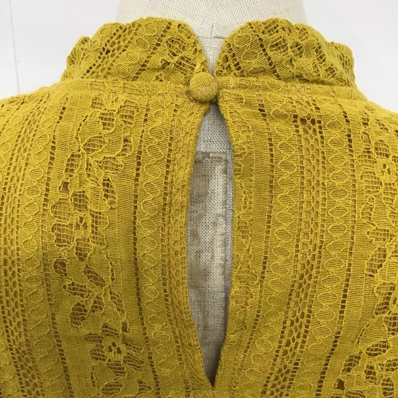 マウジー MOUSSY カットソー 長袖 010AAS80-6290 スタンドカラー シャーリング タグ付き FREE レース柄 マスタード / マスタード /  レディース USED 古着 中古 10101199