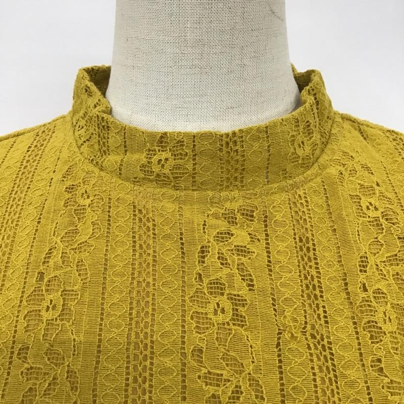 マウジー MOUSSY カットソー 長袖 010AAS80-6290 スタンドカラー シャーリング タグ付き FREE レース柄 マスタード / マスタード /  レディース USED 古着 中古 10101199