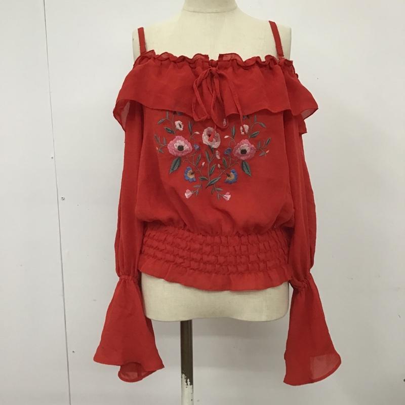 ダブルクローゼット w closet カットソー 長袖 FREE 刺繍 赤 / レッド /  レディース USED 古着 中古 10101239