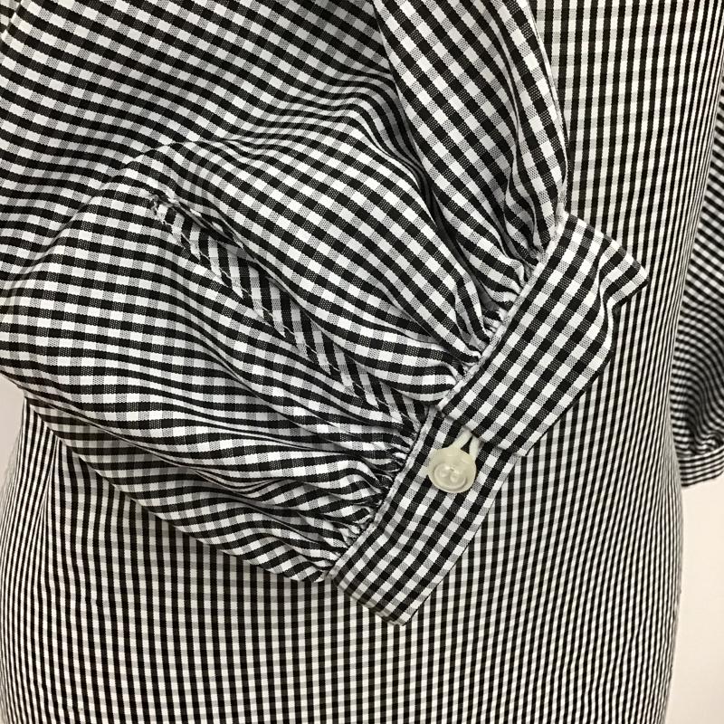 ロペピクニック ROPE' PICNIC シャツ、ブラウス 半袖 GDH-1887-A ギンガムチェックブラウス 半袖シャツ Vネックシャツ パフスリーブ FREE チェック 白 / ホワイト / X 黒 / ブラック / レディース USED 古着 中古 10101240