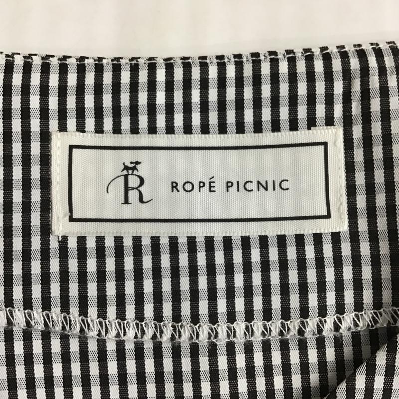 ロペピクニック ROPE' PICNIC シャツ、ブラウス 半袖 GDH-1887-A ギンガムチェックブラウス 半袖シャツ Vネックシャツ パフスリーブ FREE チェック 白 / ホワイト / X 黒 / ブラック / レディース USED 古着 中古 10101240