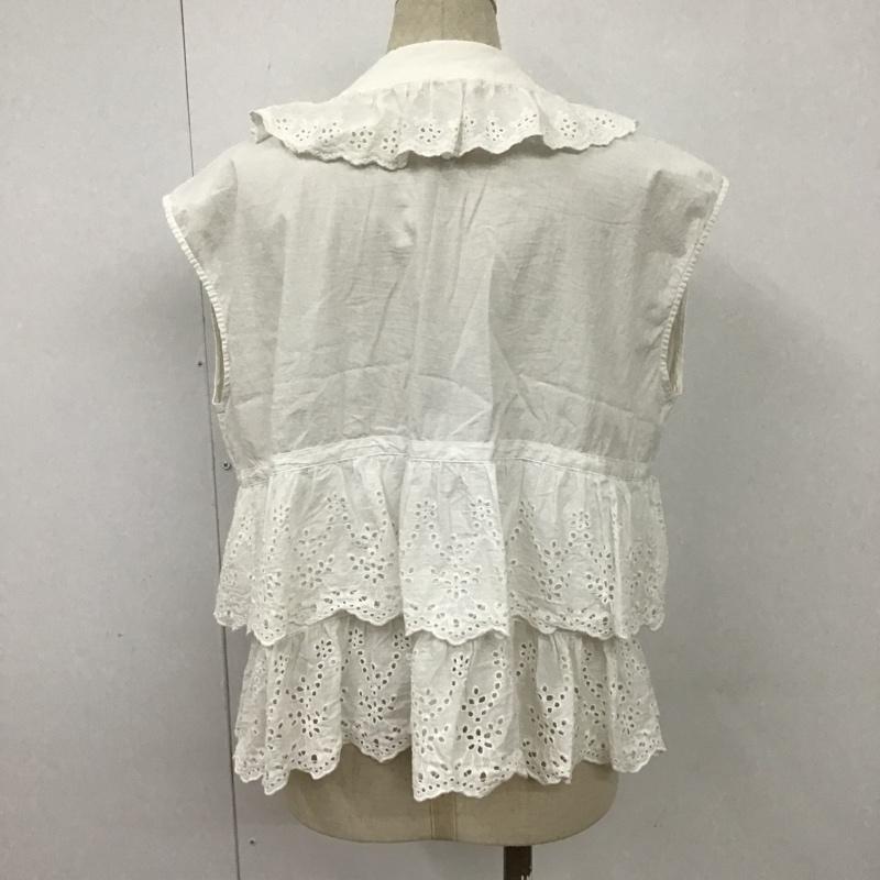 フリークスストア FREAK'S STORE カットソー 半袖 ノースリーブシャツ 前開きシャツ フリルシャツ カラーシャツ FREE 無地 白 / ホワイト /  レディース USED 古着 中古 10101267