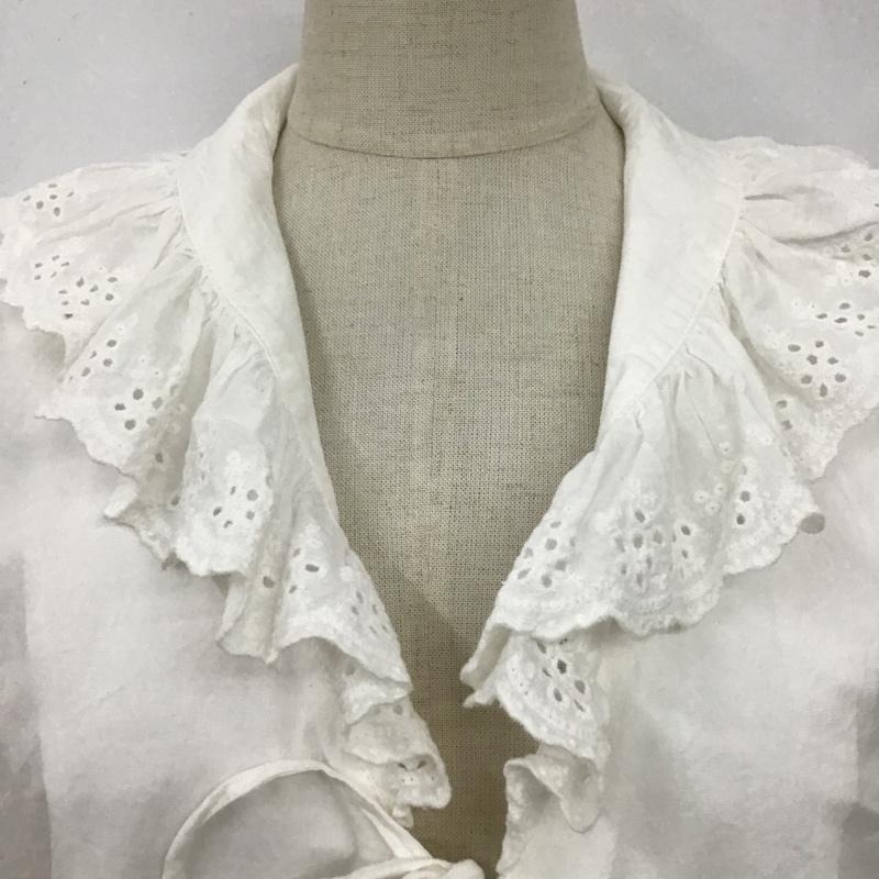 フリークスストア FREAK'S STORE カットソー 半袖 ノースリーブシャツ 前開きシャツ フリルシャツ カラーシャツ FREE 無地 白 / ホワイト /  レディース USED 古着 中古 10101267