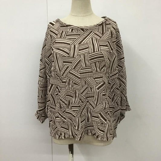 ジーナシス JEANASIS カットソー 半袖 JS063727SB メッシュプリーツショートスリーブ 総柄カットソー フレアカットソー FREE ヒョウ柄・レオパード柄 茶 / ブラウン / X ベージュ / ベージュ /  レディース USED 古着 中古 10101270