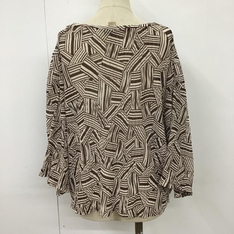 ジーナシス JEANASIS カットソー 半袖 JS063727SB メッシュプリーツショートスリーブ 総柄カットソー フレアカットソー FREE ヒョウ柄・レオパード柄 茶 / ブラウン / X ベージュ / ベージュ /  レディース USED 古着 中古 10101270