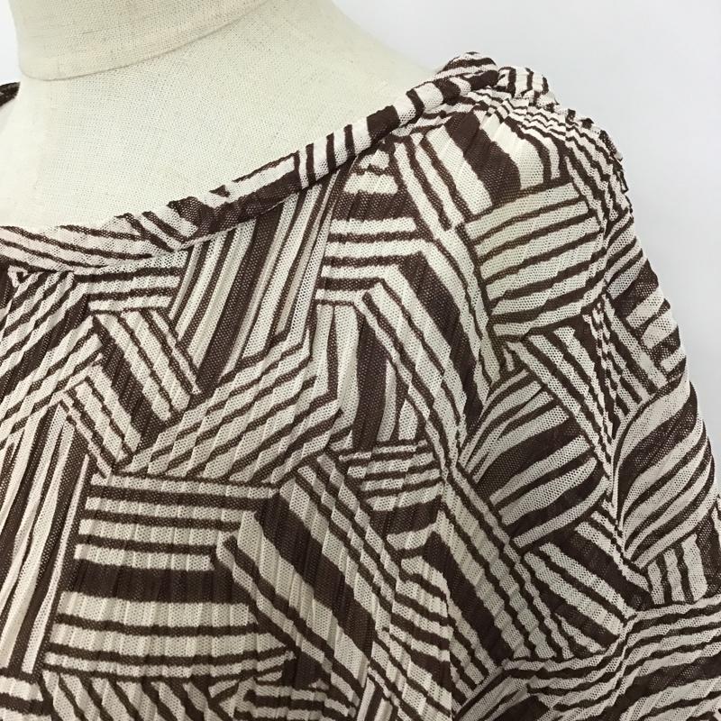 ジーナシス JEANASIS カットソー 半袖 JS063727SB メッシュプリーツショートスリーブ 総柄カットソー フレアカットソー FREE ヒョウ柄・レオパード柄 茶 / ブラウン / X ベージュ / ベージュ /  レディース USED 古着 中古 10101270