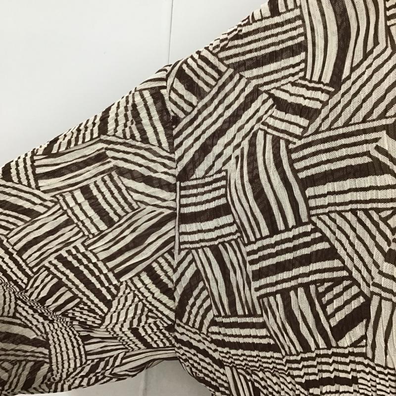 ジーナシス JEANASIS カットソー 半袖 JS063727SB メッシュプリーツショートスリーブ 総柄カットソー フレアカットソー FREE ヒョウ柄・レオパード柄 茶 / ブラウン / X ベージュ / ベージュ /  レディース USED 古着 中古 10101270