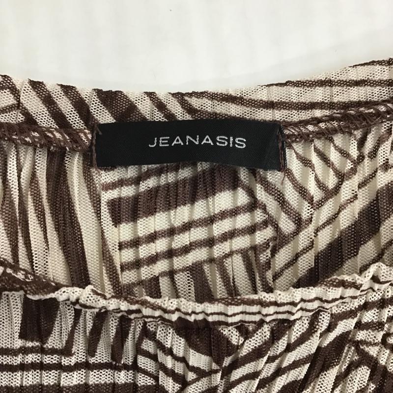 ジーナシス JEANASIS カットソー 半袖 JS063727SB メッシュプリーツショートスリーブ 総柄カットソー フレアカットソー FREE ヒョウ柄・レオパード柄 茶 / ブラウン / X ベージュ / ベージュ /  レディース USED 古着 中古 10101270