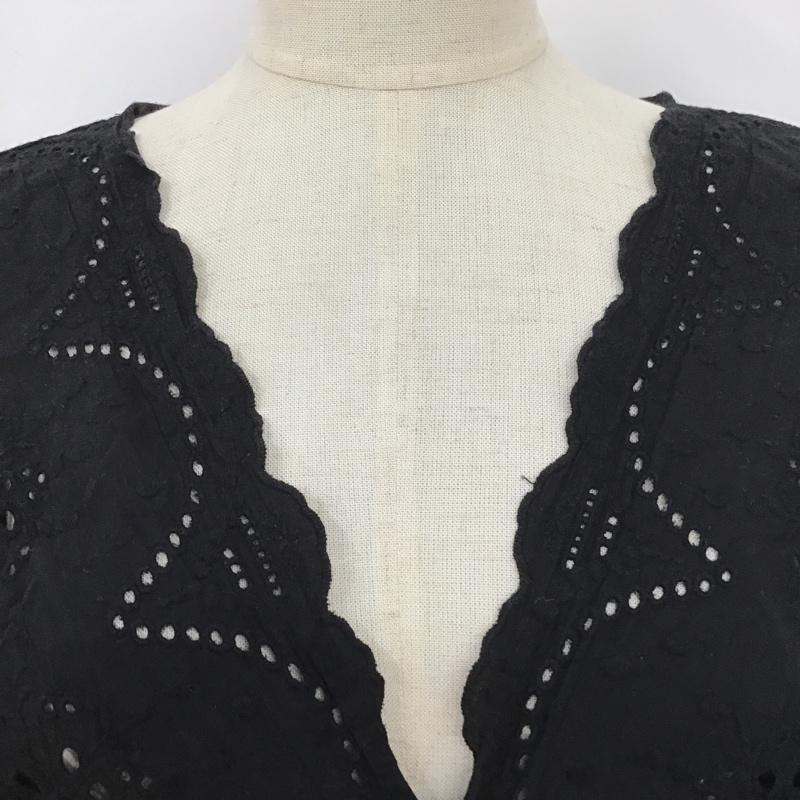 ローリーズファーム LOWRYS FARM カットソー 半袖 LF617052TS ブラウス 半袖シャツ ワイドネックカットソー カジュアルシャツ M 無地 黒 / ブラック /  レディース USED 古着 中古 10101271