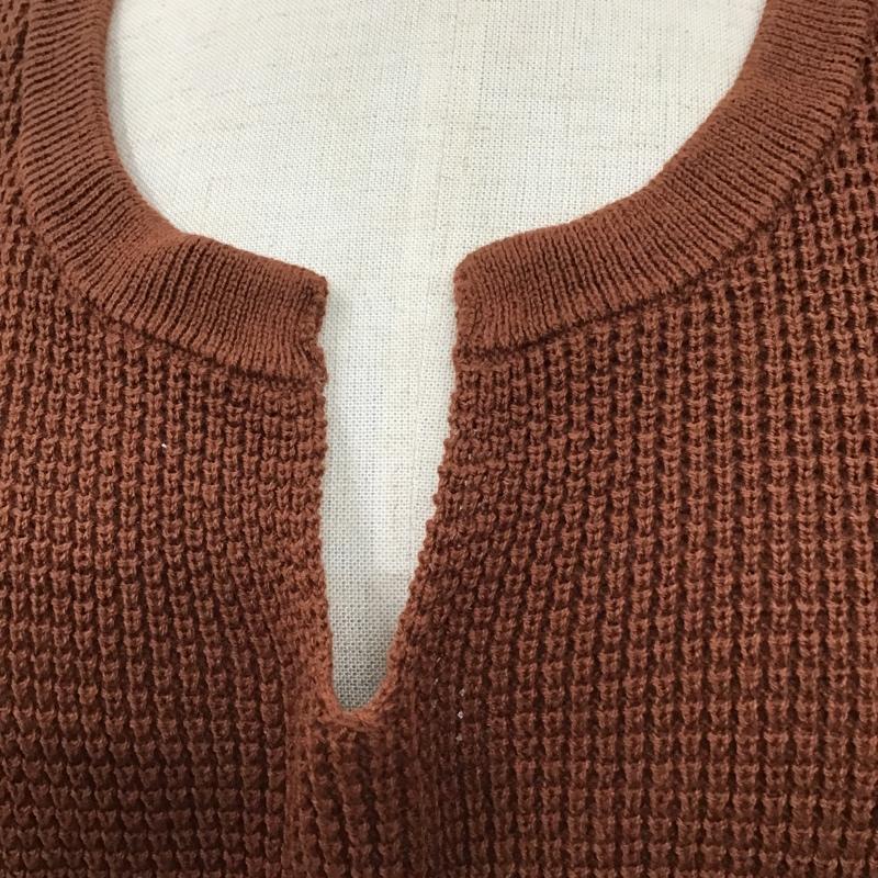 ローリーズファーム LOWRYS FARM カットソー 半袖 LF619002AD 半袖カットソー Vネックカットソー 半袖ニットカットソー FREE 無地 茶 / ブラウン /  レディース USED 古着 中古 10101282