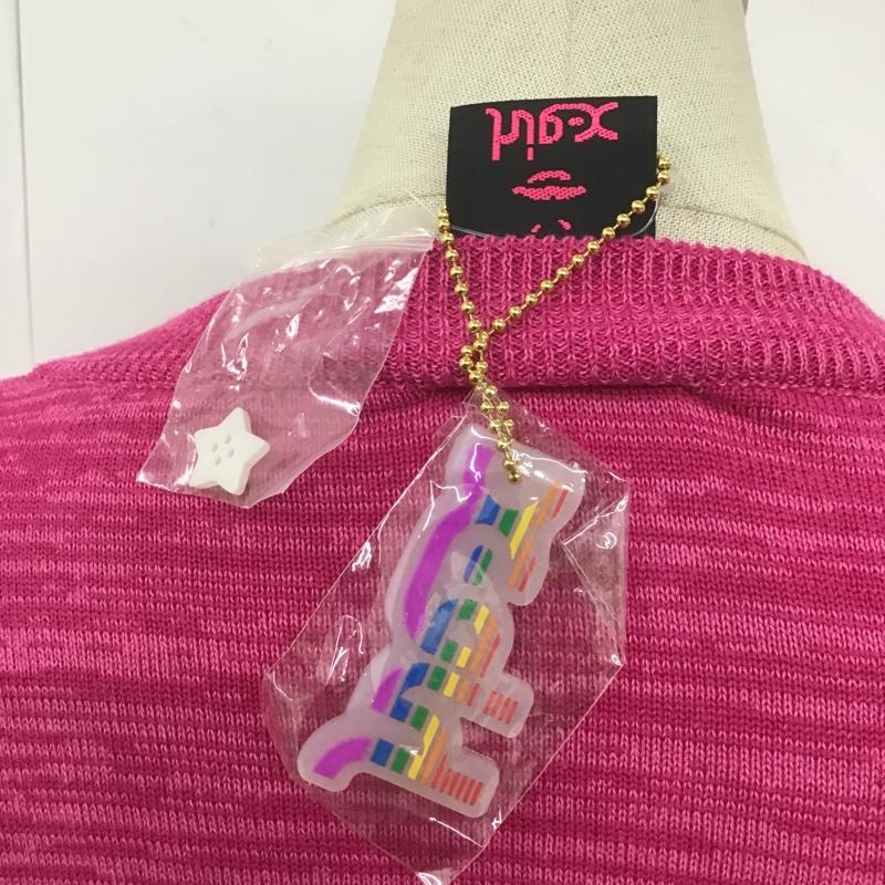 エックスガール X-girl カーディガン 長袖 0541318 カーディガンニットセーター 長袖ニットカーディガン 2 総柄 桃 / ピンク / レディース USED 古着 中古 10101287