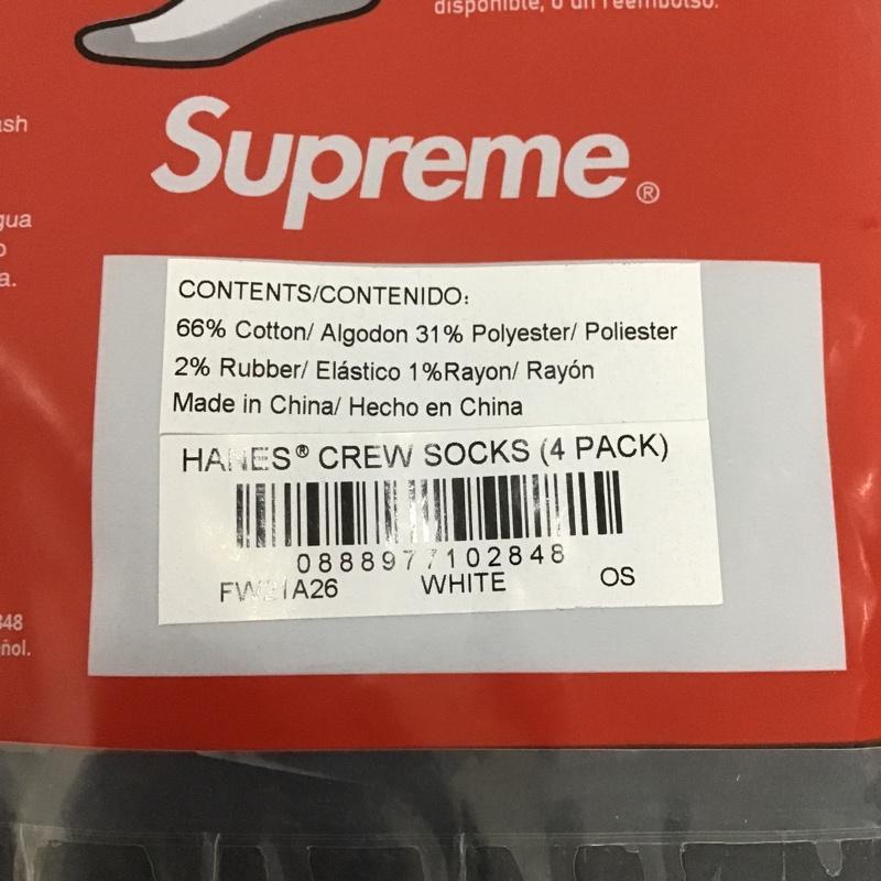 シュプリーム Supreme ファッション小物 ファッション小物 Hanes Crew Socks 4 Pack 靴下 4足セット 21FW ロゴ、文字 黒 / ブラック / メンズ USED 古着 中古 10101303