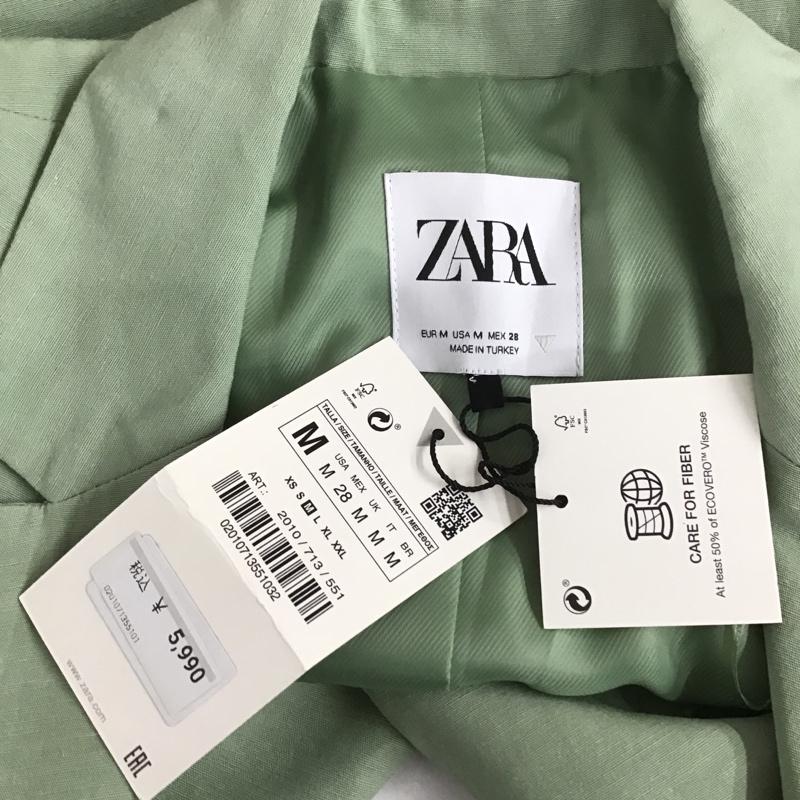 ザラ ZARA ジャケット、上着 ジャケット、ブレザー 2010 713 551 半袖 ショート丈 タグ付き M 無地 薄緑 / ライトグリーン / レディース USED 古着 中古 10101315