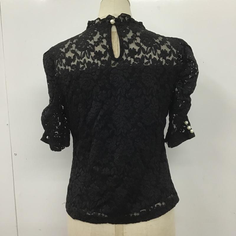 ジルスチュアート JILLSTUART カットソー 半袖 125-8260021 レースパフトップス FREE レース柄 黒 / ブラック / レディース USED 古着 中古 10101327