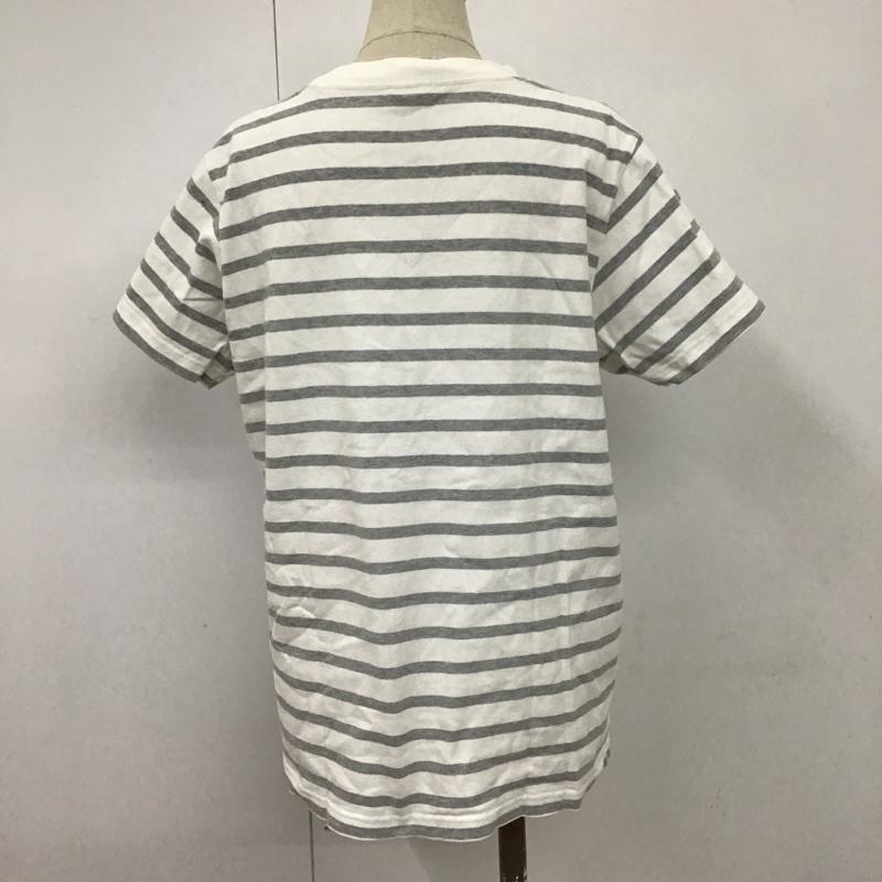 チャムス CHUMS Tシャツ 半袖 CH11-1328 W Utah Pocket T-Shirt 胸ポケット クルーネック L ボーダー柄 白 / ホワイト / X 灰 / グレー / レディース USED 古着 中古 10101330