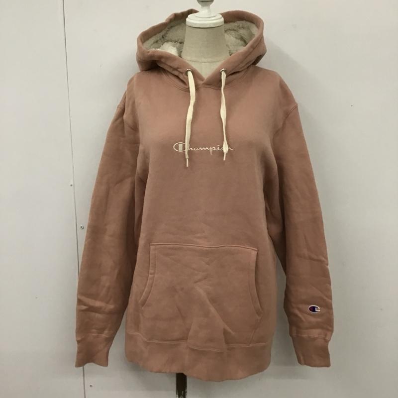 チャンピオン Champion パーカー 長袖 champion プルオーバー CWSS103R フードボアパーカー 裏起毛 M ロゴ、文字 桃 / ピンク / レディース USED 古着 中古 10101360