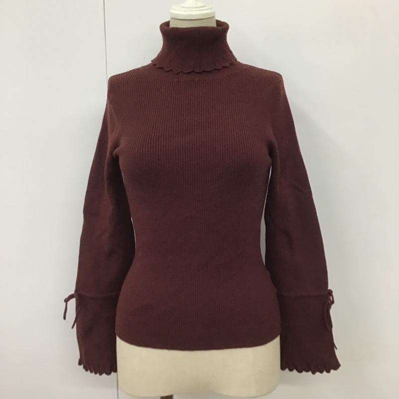 ダズリン dazzlin カットソー 長袖 021962601301 フレアスリーブ リブ タートルプルオーバー FREE 無地 ボルドー / ボルドー /  レディース USED 古着 中古 10101381
