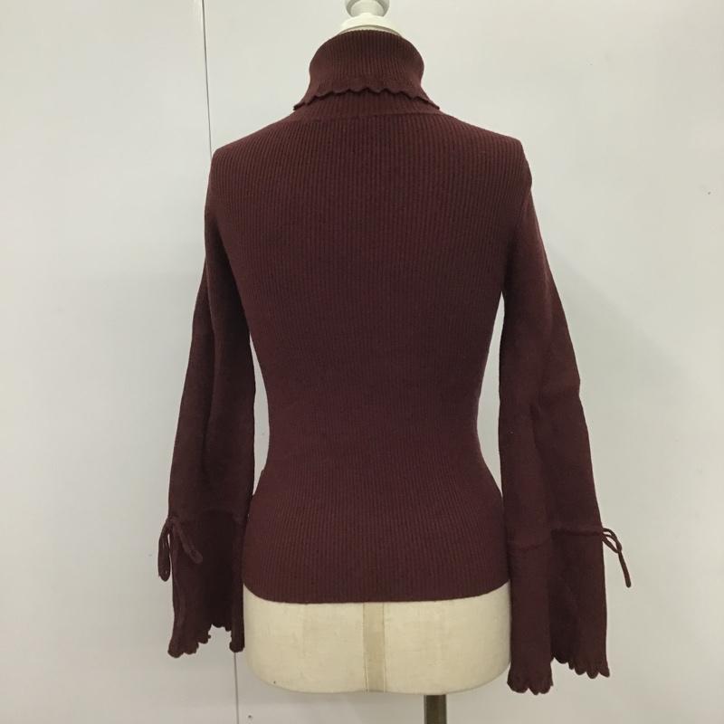 ダズリン dazzlin カットソー 長袖 021962601301 フレアスリーブ リブ タートルプルオーバー FREE 無地 ボルドー / ボルドー /  レディース USED 古着 中古 10101381