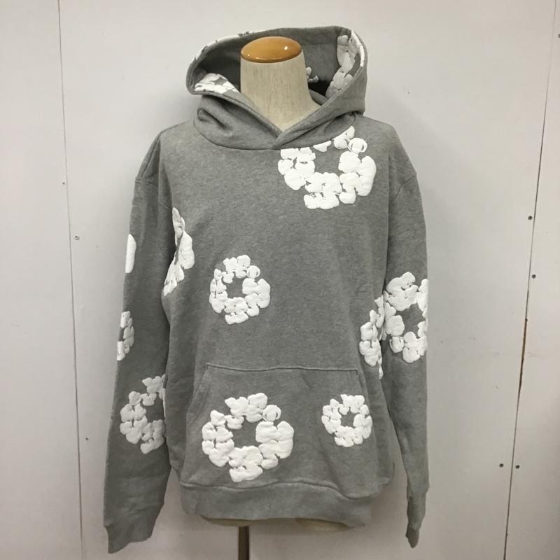 デニムティアーズ DENIM TEARS パーカー 長袖 プルオーバー スウェット L 花柄 灰 / グレー / X 白 / ホワイト / メンズ USED 古着 中古 10101399