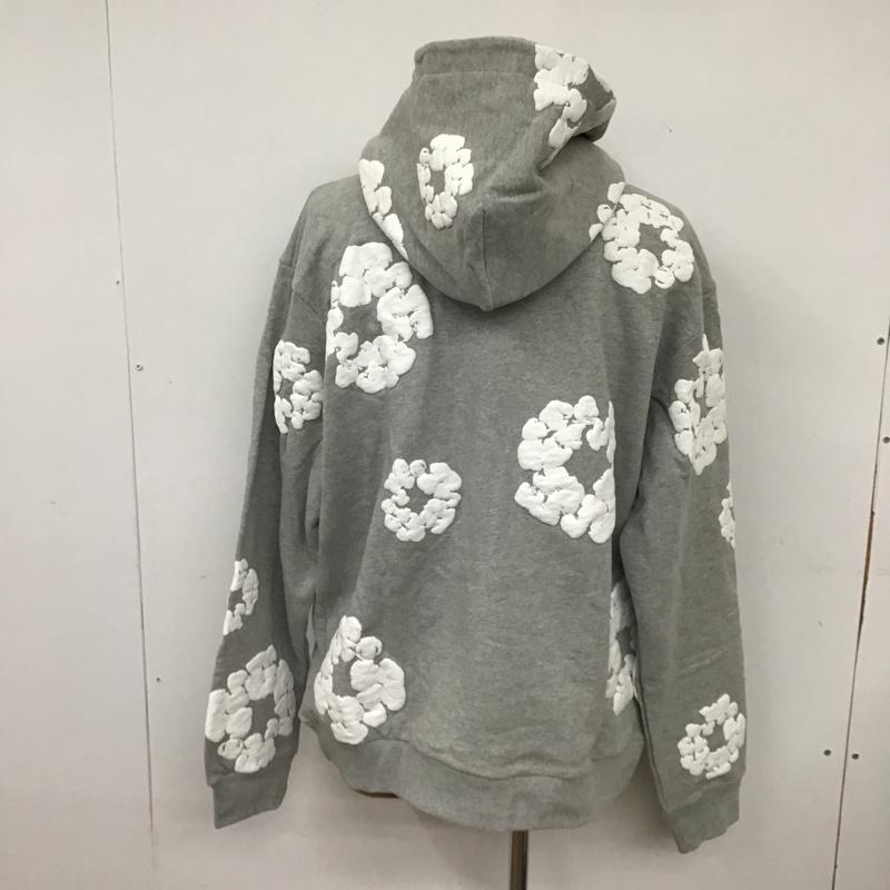 デニムティアーズ DENIM TEARS パーカー 長袖 プルオーバー スウェット L 花柄 灰 / グレー / X 白 / ホワイト / メンズ USED 古着 中古 10101399
