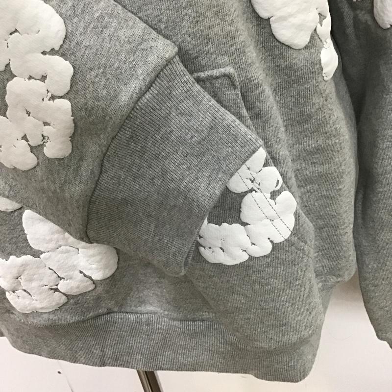 デニムティアーズ DENIM TEARS パーカー 長袖 プルオーバー スウェット L 花柄 灰 / グレー / X 白 / ホワイト / メンズ USED 古着 中古 10101399