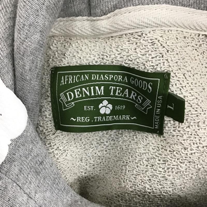 デニムティアーズ DENIM TEARS パーカー 長袖 プルオーバー スウェット L 花柄 灰 / グレー / X 白 / ホワイト / メンズ USED 古着 中古 10101399