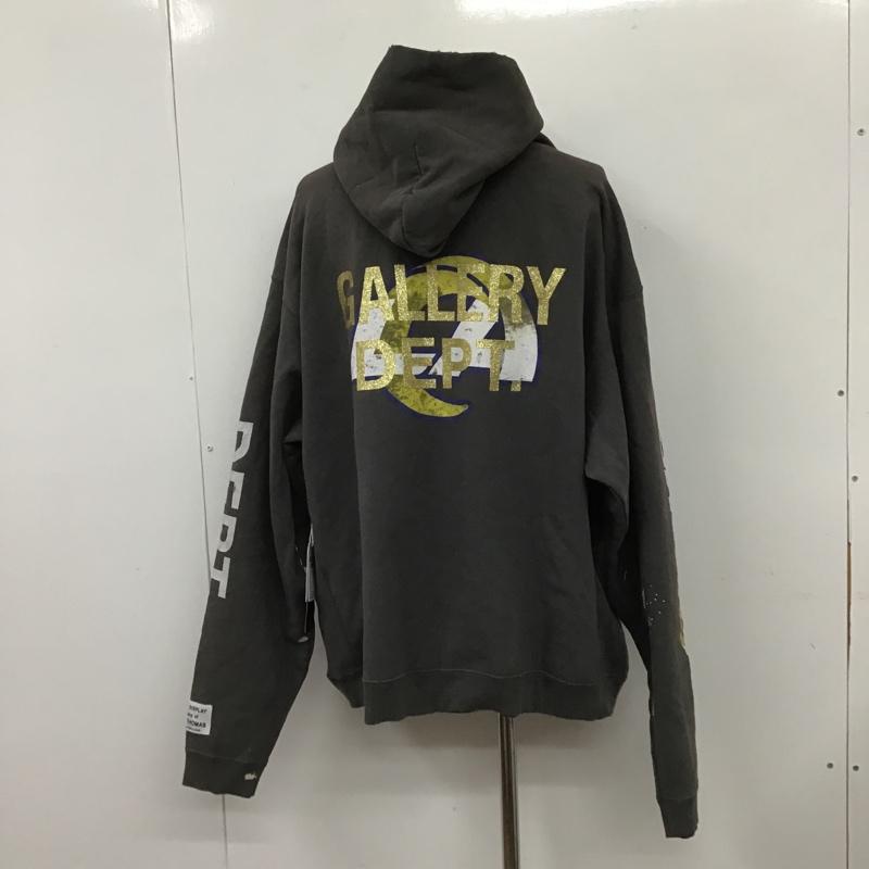 ギャラリーデプト GALLERY DEPT パーカー 長袖 LA RAMS Hoodie ヴィンテージ加工 ペイント プルオーバー 裏起毛 L ロゴ、文字 ダークグレー / ダークグレー / メンズ USED 古着 中古 10101401