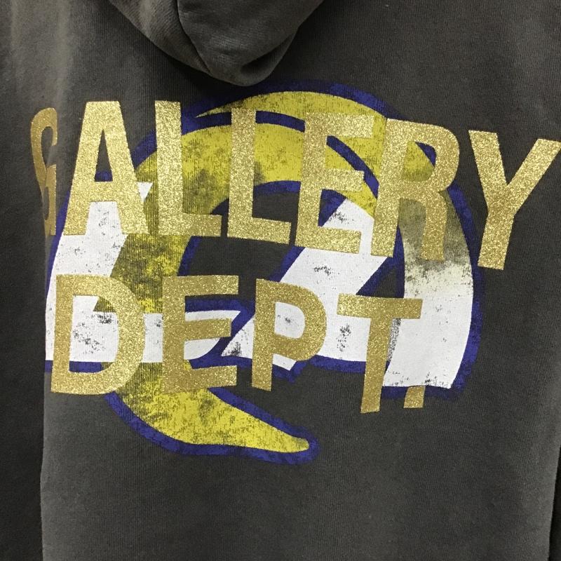 ギャラリーデプト GALLERY DEPT パーカー 長袖 LA RAMS Hoodie ヴィンテージ加工 ペイント プルオーバー 裏起毛 L ロゴ、文字 ダークグレー / ダークグレー / メンズ USED 古着 中古 10101401