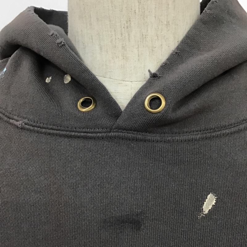 ギャラリーデプト GALLERY DEPT パーカー 長袖 LA RAMS Hoodie ヴィンテージ加工 ペイント プルオーバー 裏起毛 L ロゴ、文字 ダークグレー / ダークグレー / メンズ USED 古着 中古 10101401
