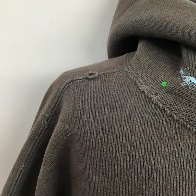 ギャラリーデプト GALLERY DEPT パーカー 長袖 LA RAMS Hoodie ヴィンテージ加工 ペイント プルオーバー 裏起毛 L ロゴ、文字 ダークグレー / ダークグレー / メンズ USED 古着 中古 10101401